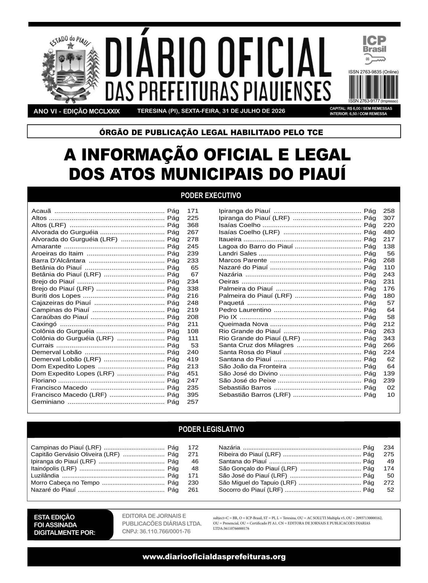 Assinatura Digital da última edição